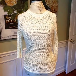 WOMEN'S OPEN KNIT SWEATER:PRE-OWNED OFF-WHITE/CREAM XS/S